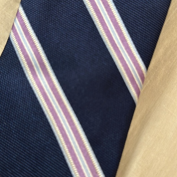 Brooks Brothers Silk Neck Tie Diagonal Stripes Navy Purple Silver - Picture 2 of 4